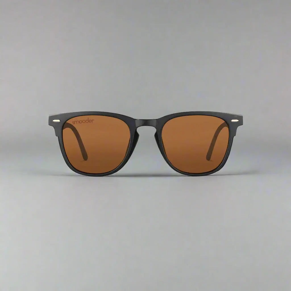 Matte black framed Smooder sunglasses with brown lenses for unisex style