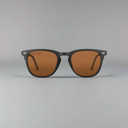 Matte black framed Smooder sunglasses with brown lenses for unisex style