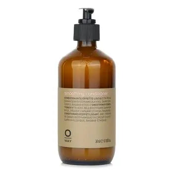 Amber glass bottle of Smoothing Conditioner 240ml with black pump dispenser, organic rose scent