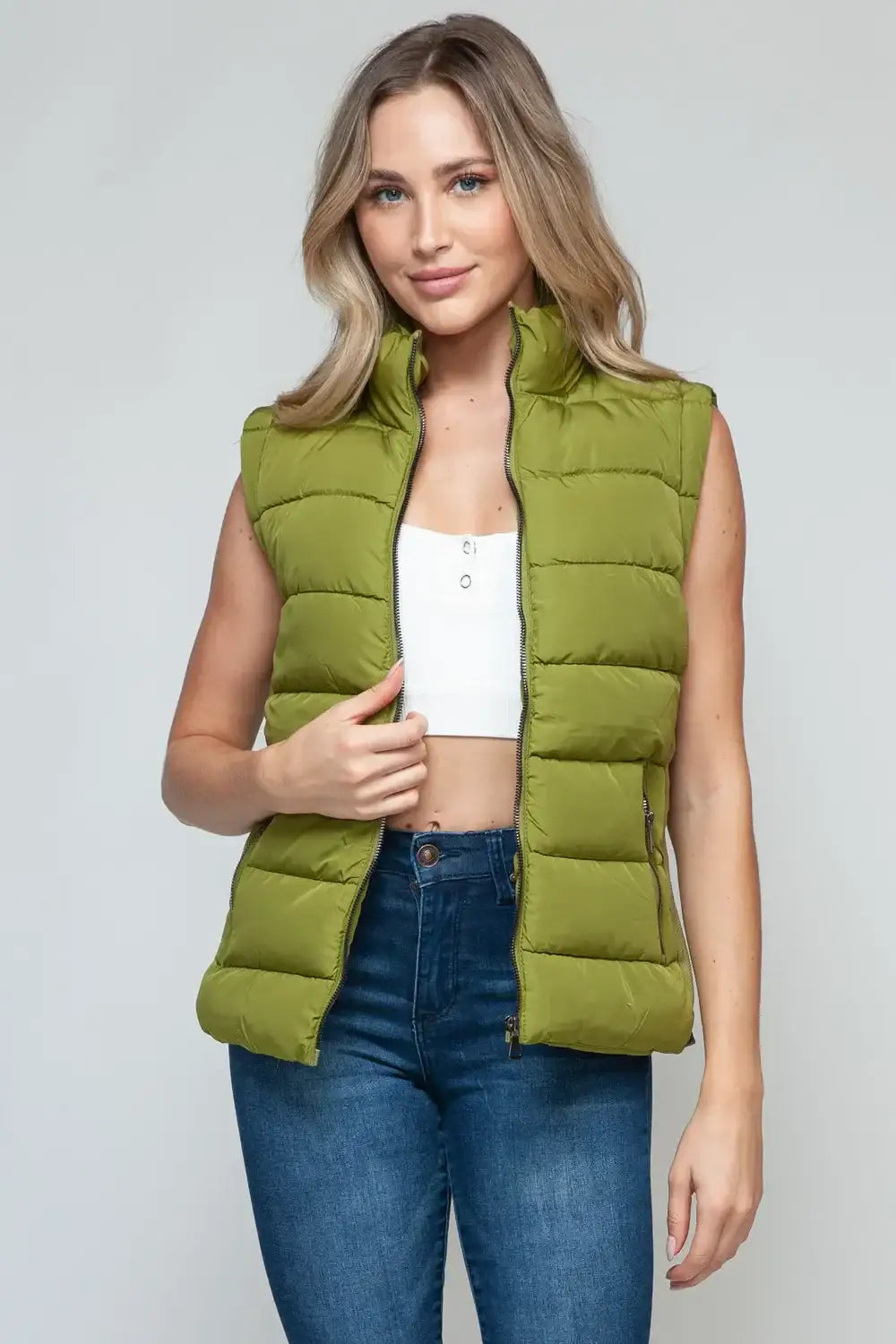 Snobbish Zip Up Turtleneck Vest with Pockets - Outwears