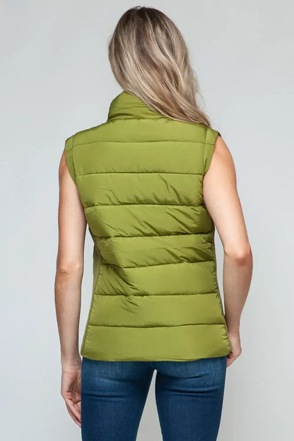 Snobbish Zip Up Turtleneck Vest with Pockets - Outwears