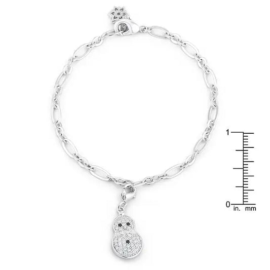 Snowman 0.2ct CZ Rhodium Holiday Charm Bracelet - Bracelets