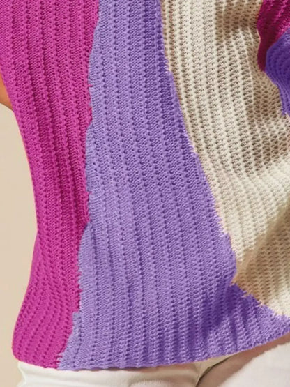 SO ME Boat Neck Multi Colored Lightweight Sweater Top