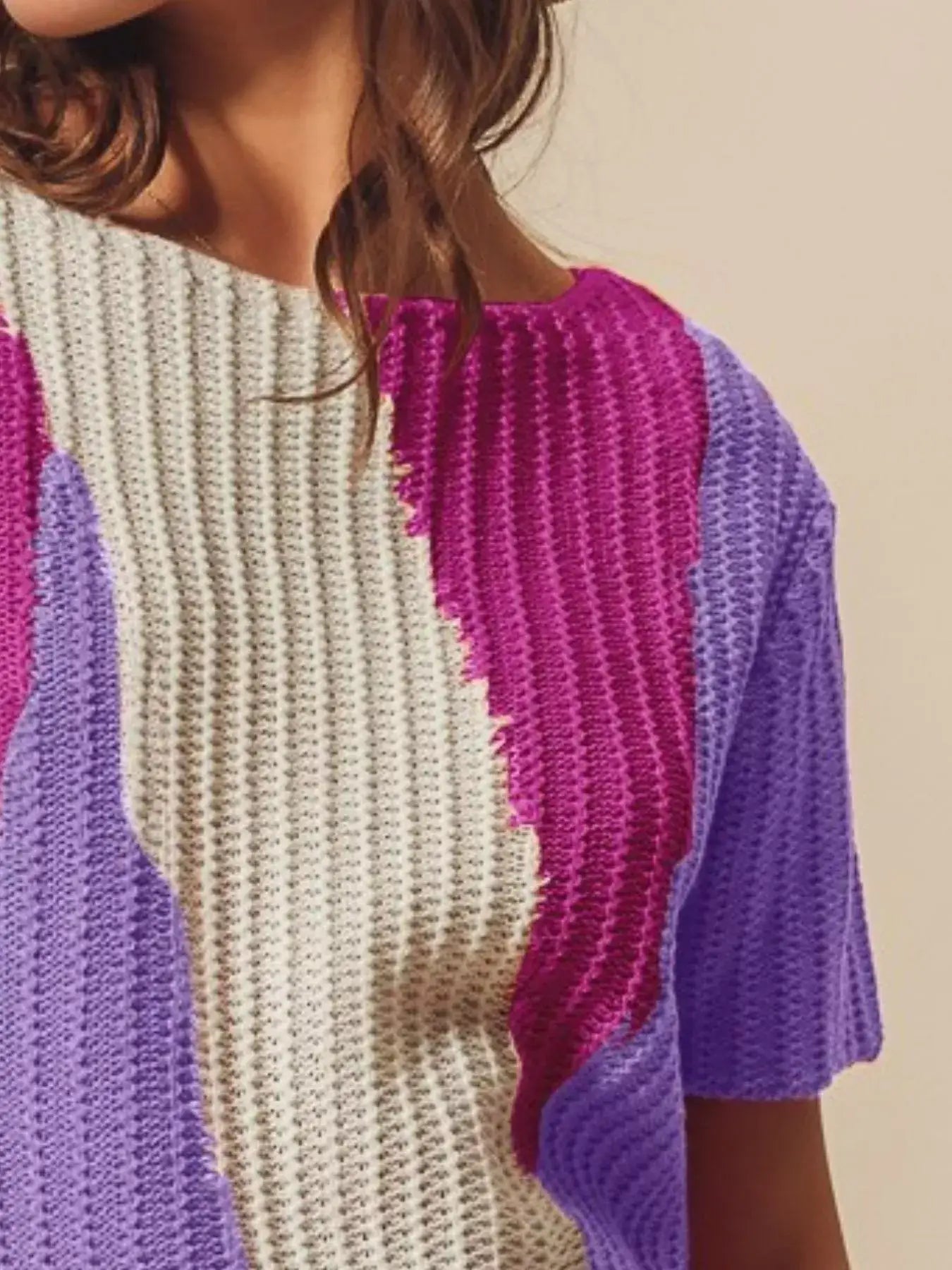 SO ME Boat Neck Multi Colored Lightweight Sweater Top