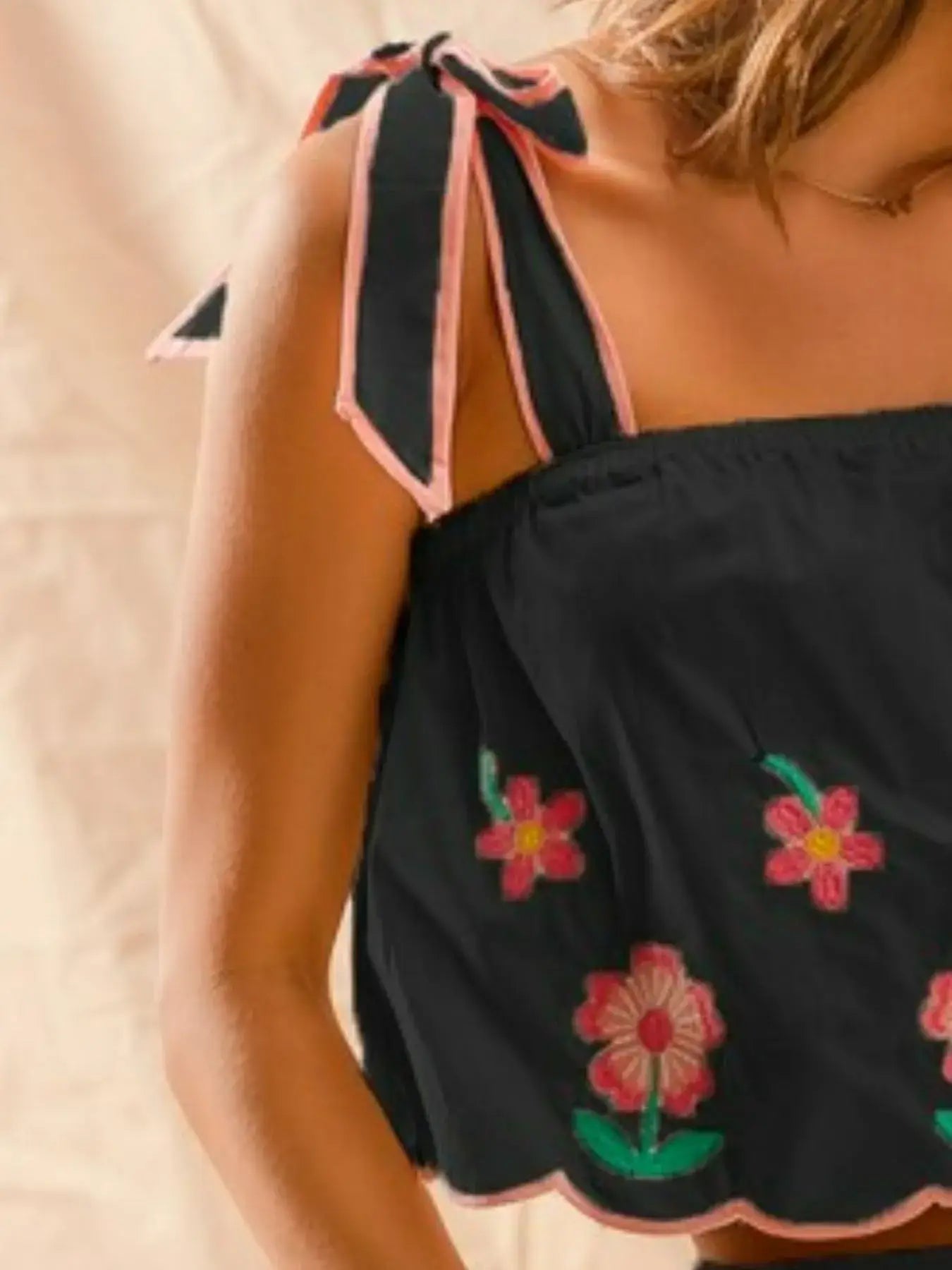 SO ME Flower Embroidered Tank Top and Shorts Set - Apparel & Accessories > Clothing > One-Pieces > Jumpsuits & Rompers