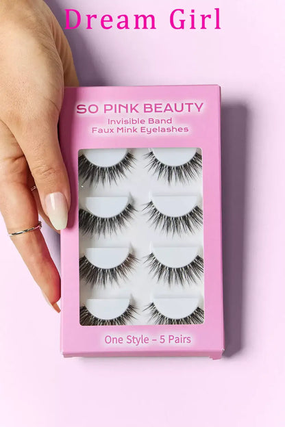 SO PINK BEAUTY Faux Mink Eyelashes 5 Pairs - Dream Girl / One Size