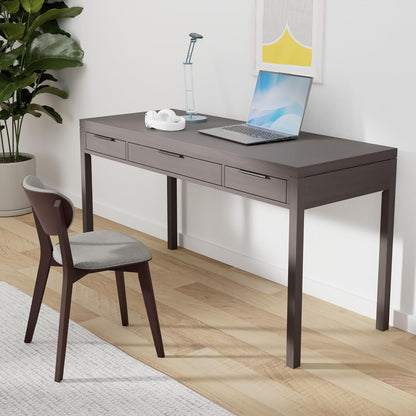 Solid Wood Contemporary Writing Desk with Two Drawers-1