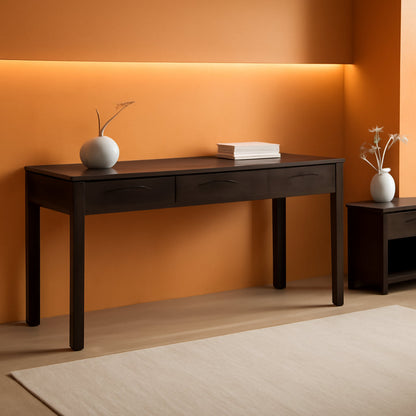 Solid Wood Contemporary Writing Desk with Two Drawers-0