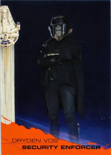Costumed figure in dark attire as seen on Solo Star Wars Story trading card