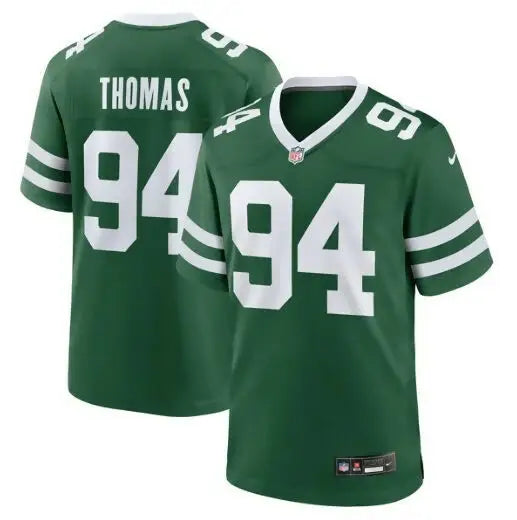 Green New York Jets Solomon Thomas jersey with white 94 and THOMAS on back
