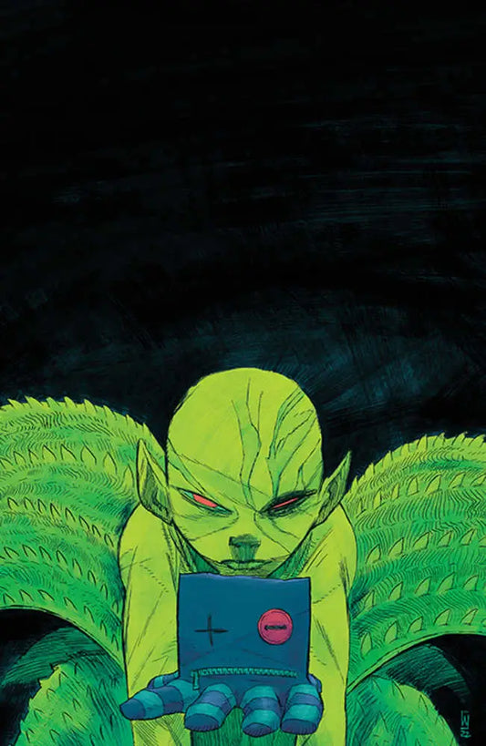 Green alien-like creature gaming in Something Is Killing The Children #29 Cover E Unlockable Variant