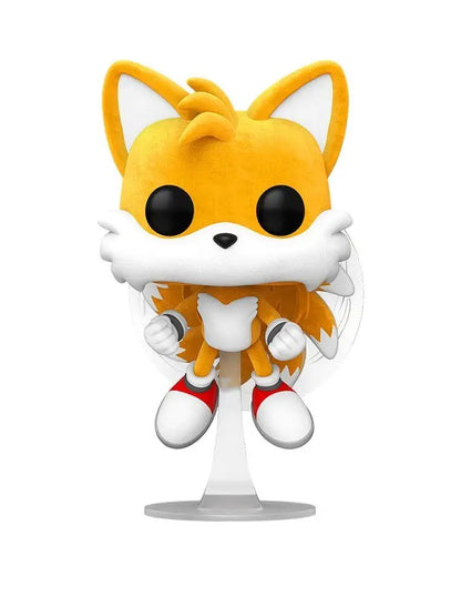 Tails Flying Flocked Chase Funko Pop figure in a protector from Sonic The Hedgehog flocked chase specialty