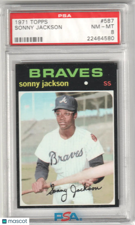 Graded Sonny Jackson baseball card from 1971 Topps #587 PSA 8 NM-MT Columbia Hobby