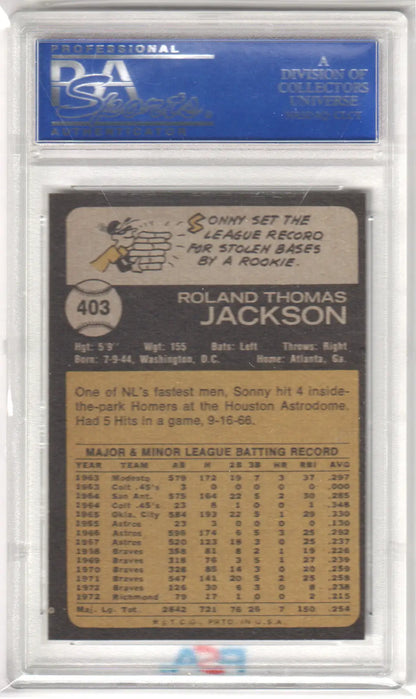 Graded Sonny Jackson 1973 Topps baseball card PSA 9 MINT from Columbia Hobby
