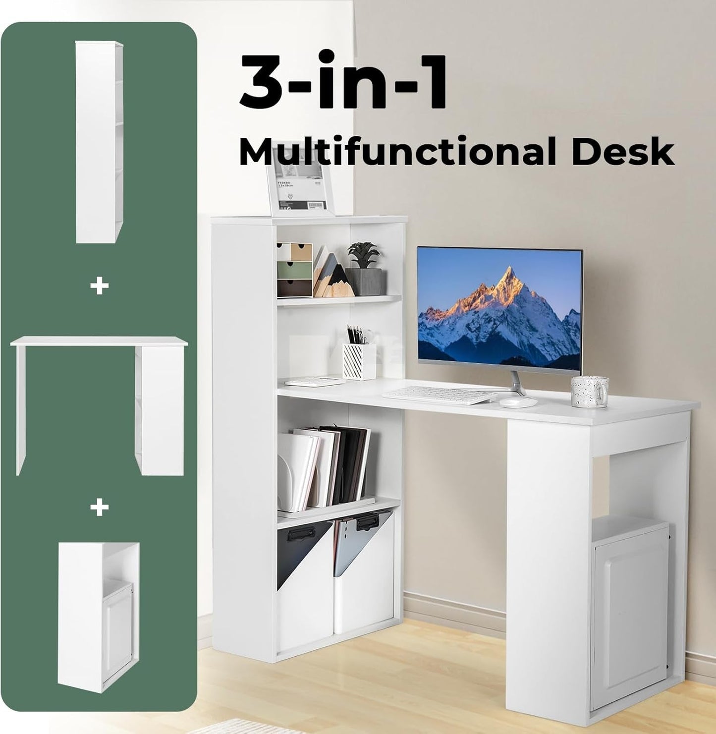 Space-Saving 48 Inch Computer Desk with Bookshelf-4
