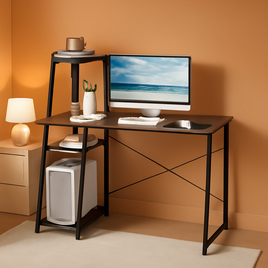 Space-Saving Computer Desk With Shelves For Small Areas-0