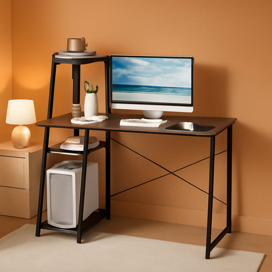 Space-Saving Computer Desk With Shelves For Small Areas-0