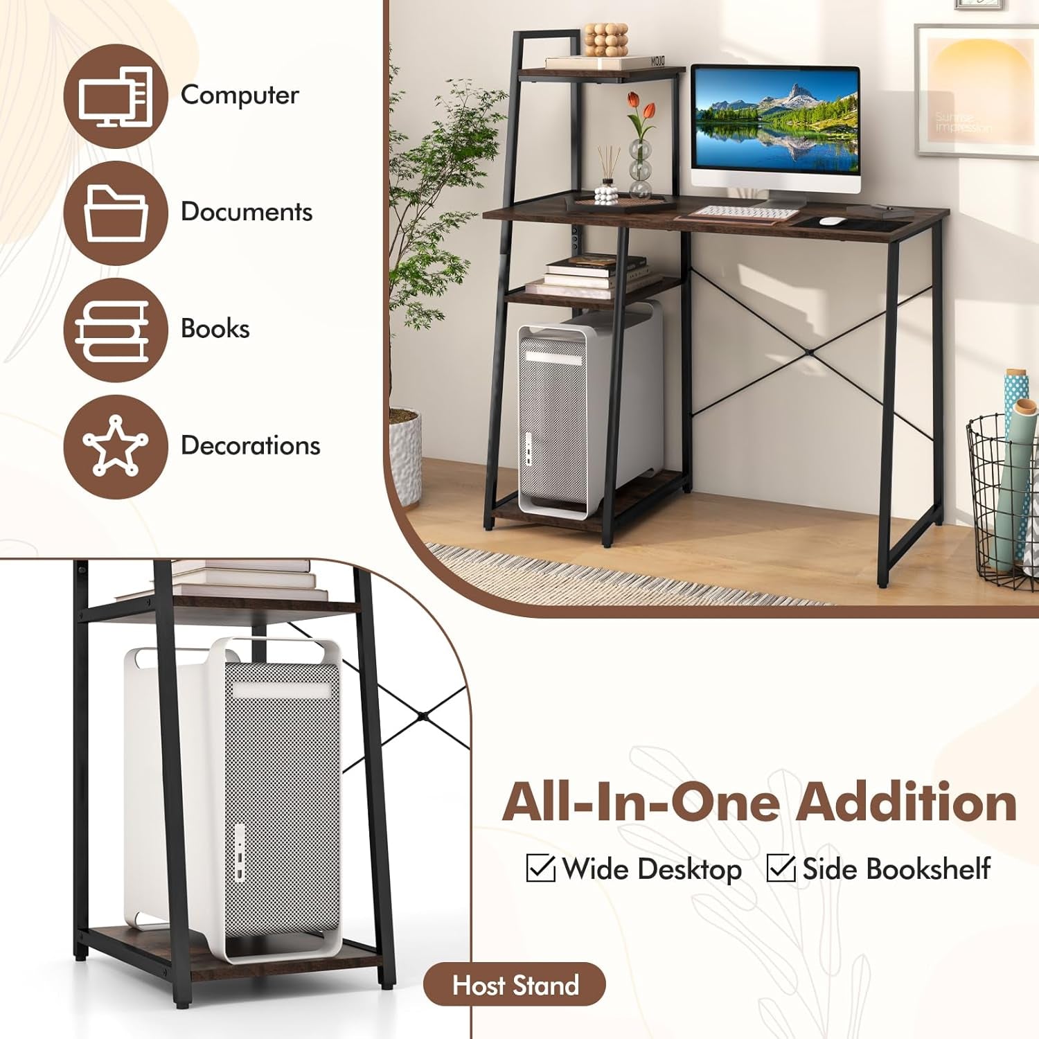 Space-Saving Computer Desk With Shelves For Small Areas-3