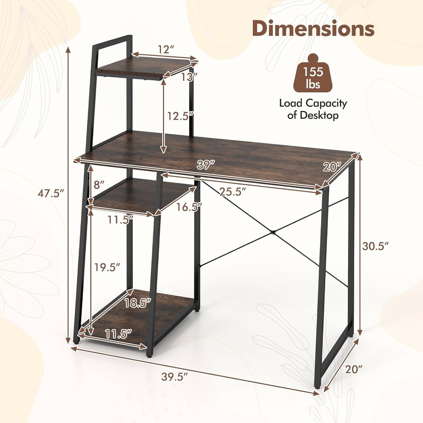 Space-Saving Computer Desk With Shelves For Small Areas-2