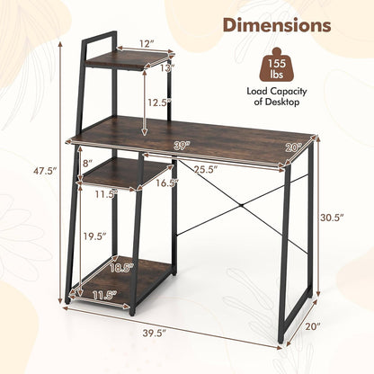 Space-Saving Computer Desk With Shelves For Small Areas-2