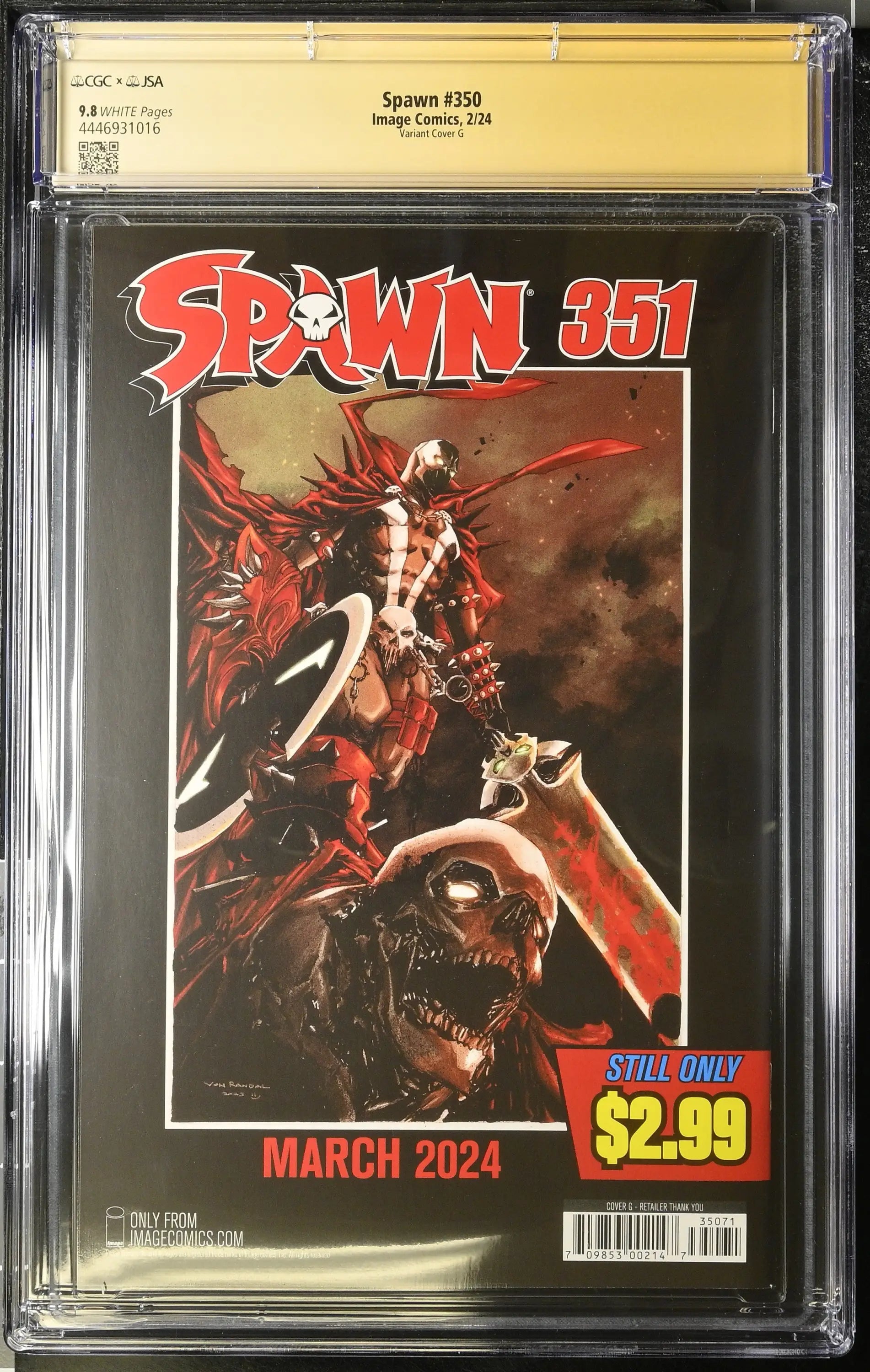 CGC-graded Spawn #351 comic book with dark red black cover art by Todd McFarlane