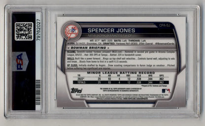 Graded Spencer Jones 2023 Bowman Chrome Prospect Auto PSA 10 Gem Mint card