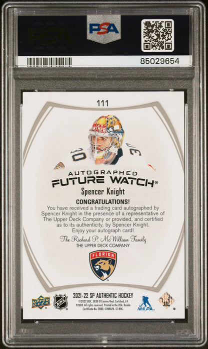 Spencer Knight 2021 Upper Deck SP Authentic Rookie Auto #921/999 PSA 10 Gem Mint - Singles