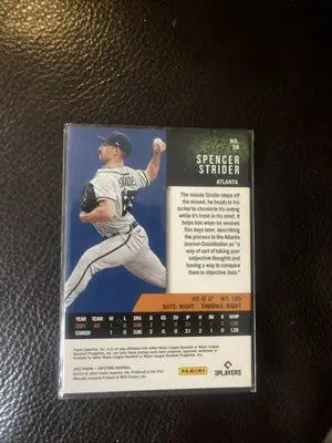 Spencer Strider Blue HOLO Foil Parallel baseball card from 2022 Panini Capstone