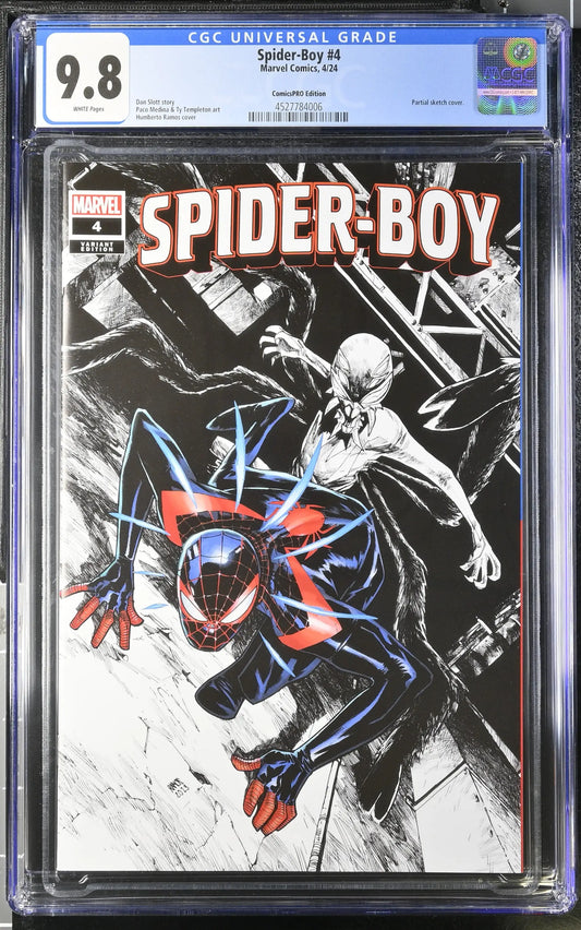 Spider-Boy 4 Ramos Partial Sketch ComicsPro Variant Graded CGC 9.8