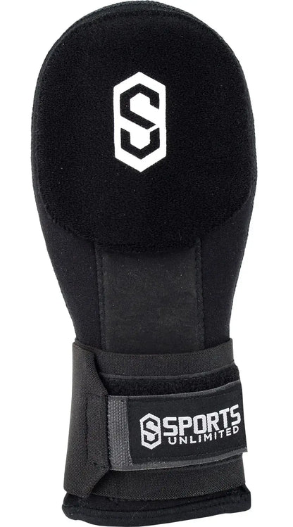 Black neoprene baseball sliding mitten with wrist strap for right or left hand protection