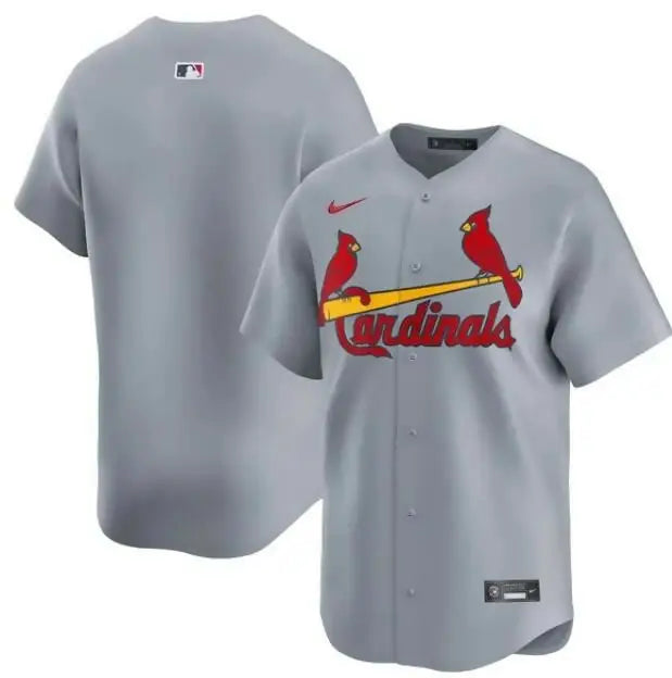 Gray St. Louis Cardinals Nike Away Limited Jersey displayed on a product page