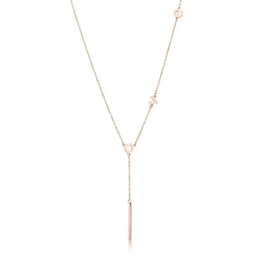 Stainless Steel Rose Goldtone LOVE Necklace - Necklace