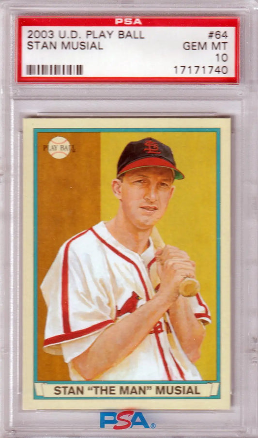 PSA 10 Gem Mint Stan Musial 2003 Upper Deck Play Ball baseball card in protective case