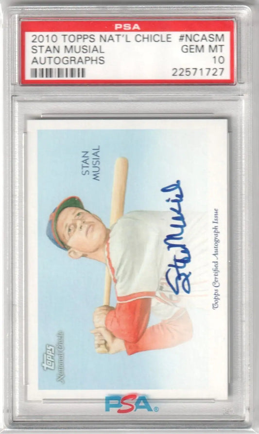 Graded Stan Musial autographed baseball card from Columbia Hobby eBay store, GEM MINT status