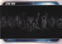 Dark portrait of multiple Star Trek faces on a Star Trek 2009 Movie P1 promo card