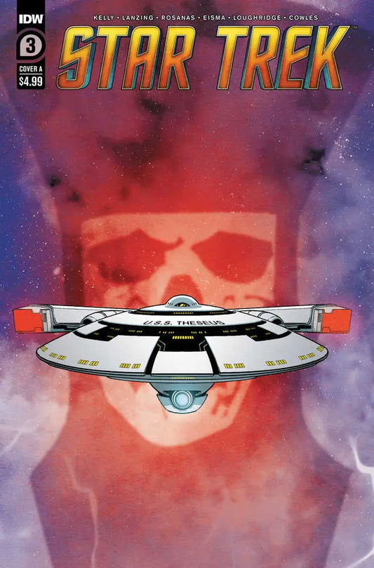 Starship Enterprise soaring through a reddish nebula in Star Trek #3 Rosanas Variant trading card
