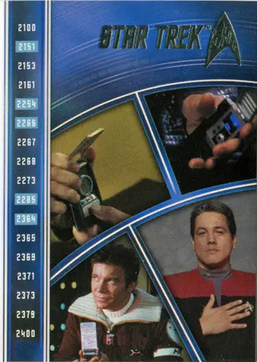 Star Trek 50th Anniversary Tech Evolution Foil Chase Card E3 with character images and timeline
