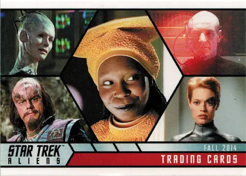 Star Trek Aliens P1 Promo Card showcasing character portraits from trading cards
