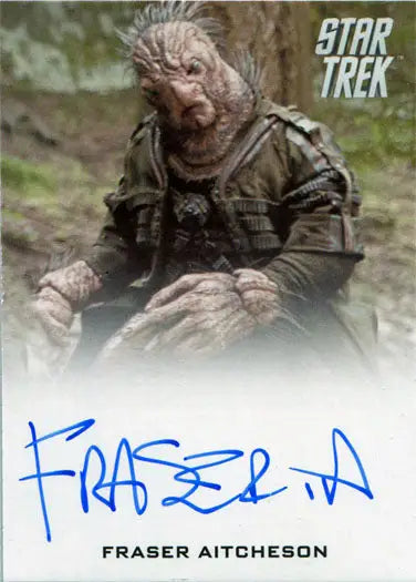 Alien creature in military clothing from Star Trek, Fraser Aitcheson Autograph Card