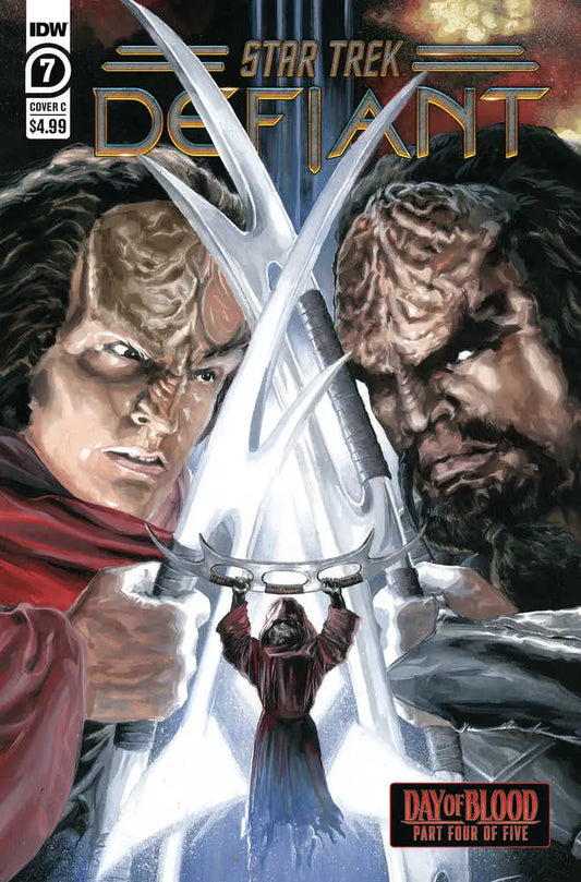 Star Trek Defiant #7 Cover C Woodward with bat’leth weapons, perfect for trading cards