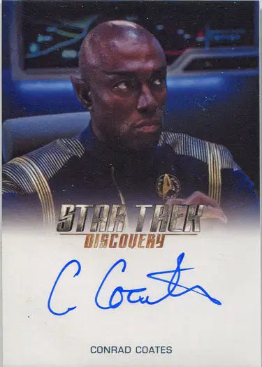 Autographed Star Trek Discovery trading card of Admiral Terral in Starfleet uniform