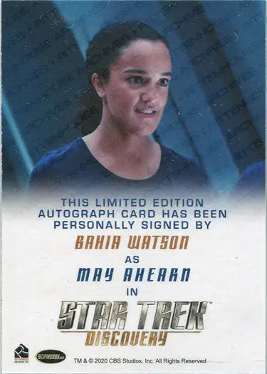 Autograph card of Bahia Watson as May Ahearn from Star Trek Discovery Season 2
