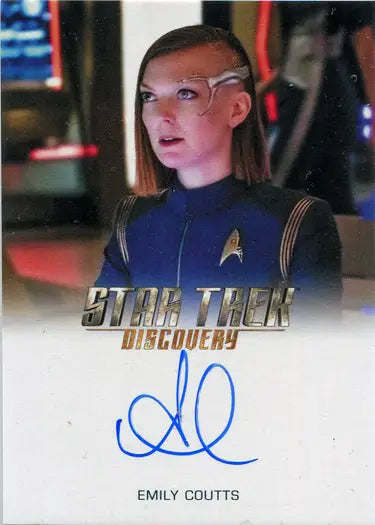 Autographed Star Trek Discovery trading card featuring Lt Keyla Detmer in blue uniform