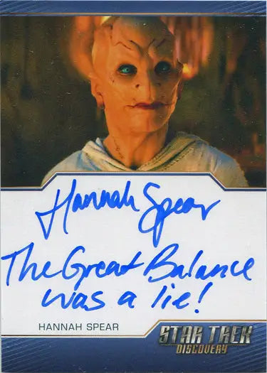 Star Trek Discovery Season 2 Autograph Inscription Card Hannah Spear as Siranna - Non-Sport Single
