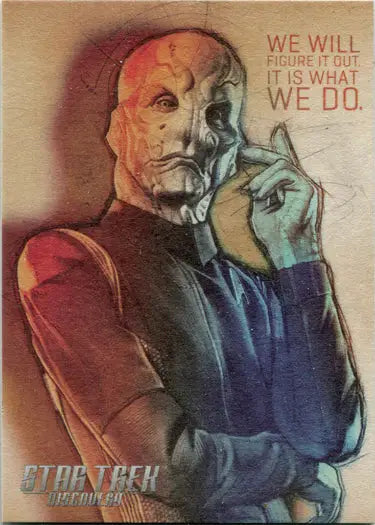 Contemplative Commander Saru alien figure featured on Star Trek Discovery trading card