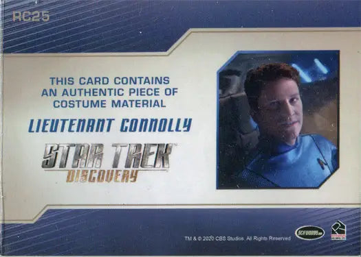 Relic costume card featuring Lieutenant Connolly from Star Trek Discovery with swatch