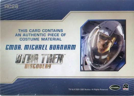 Collectible relic costume card featuring Sonequa Martin-Green in Star Trek: Discovery