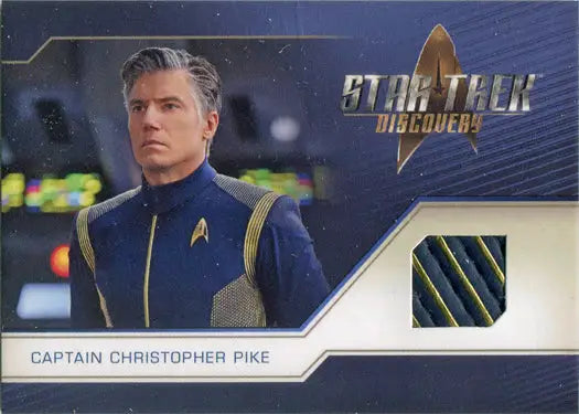 Relic costume card featuring Anson Mount as Capt. Pike in Star Trek Discovery blue uniform