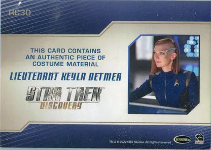 Relic costume card of Emily Coutts as Lt. Detmer from Star Trek Discovery Season 2