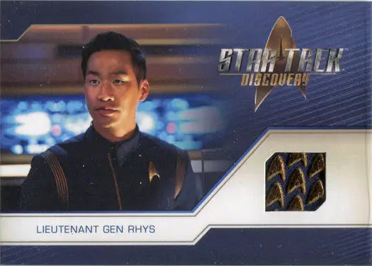Star Trek Discovery relic costume card featuring Lieutenant Gen Rhys by Patrick Kwok-Choon
